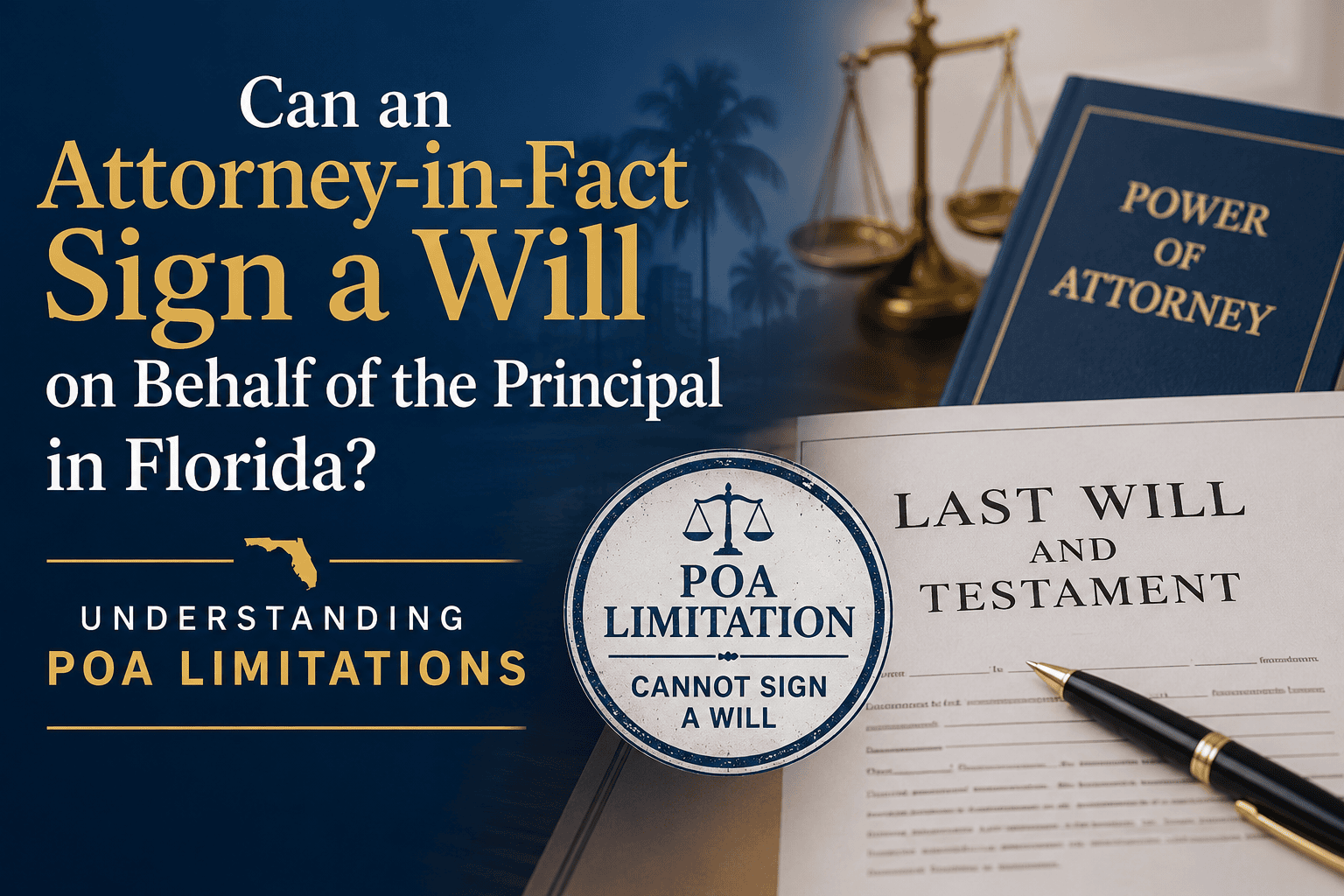 Can an Attorney-in-Fact Sign a Will on Behalf of the Principal in Florida? Understanding POA Limitations
